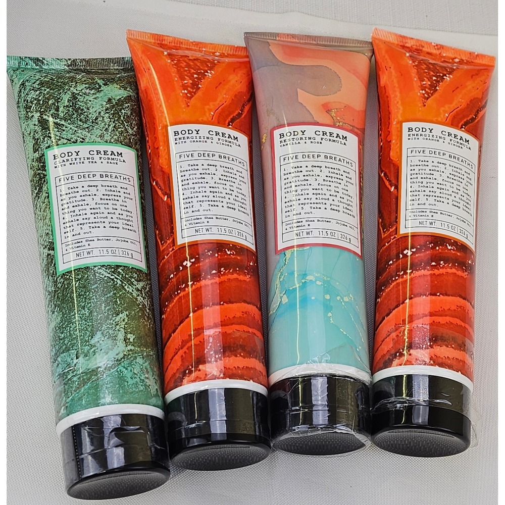 4pc Hatchbeauty Body Cream Set Orange Ginger White Tea Sage Vanilla Rose 11.5oz‎